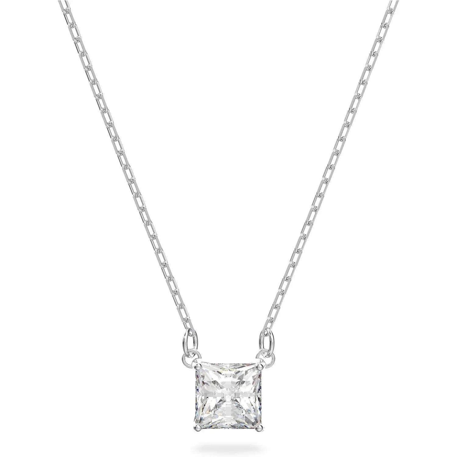 Swarovski Attract Square Crystal Pendant Necklace, Rhodium Plated, Elegant Women's Jewelry - Gomix Brands Outlet